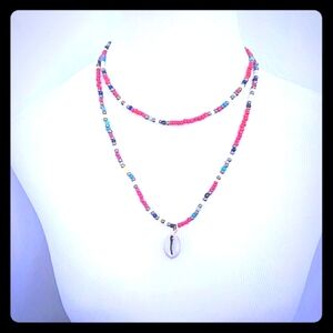 Handmade Beaded cowrie shell necklace pendant